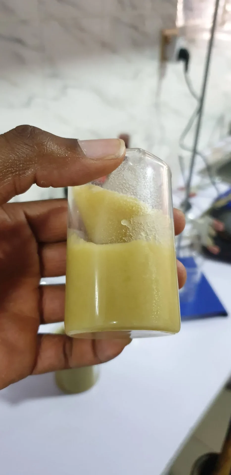 Shea butter laboratory sample under analysis