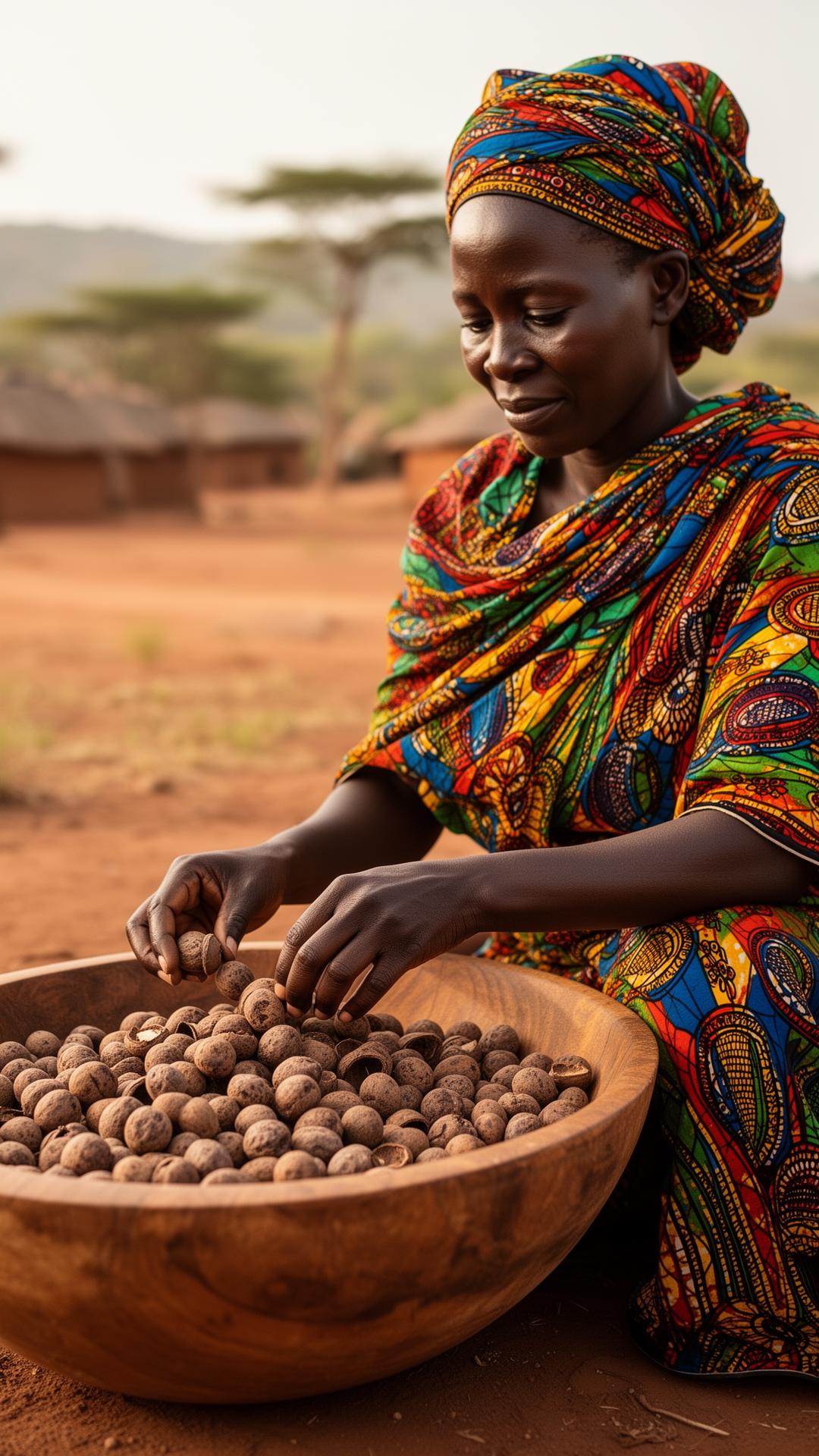 Woman producer sorting shea nuts